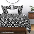 spoonflower damask duvet